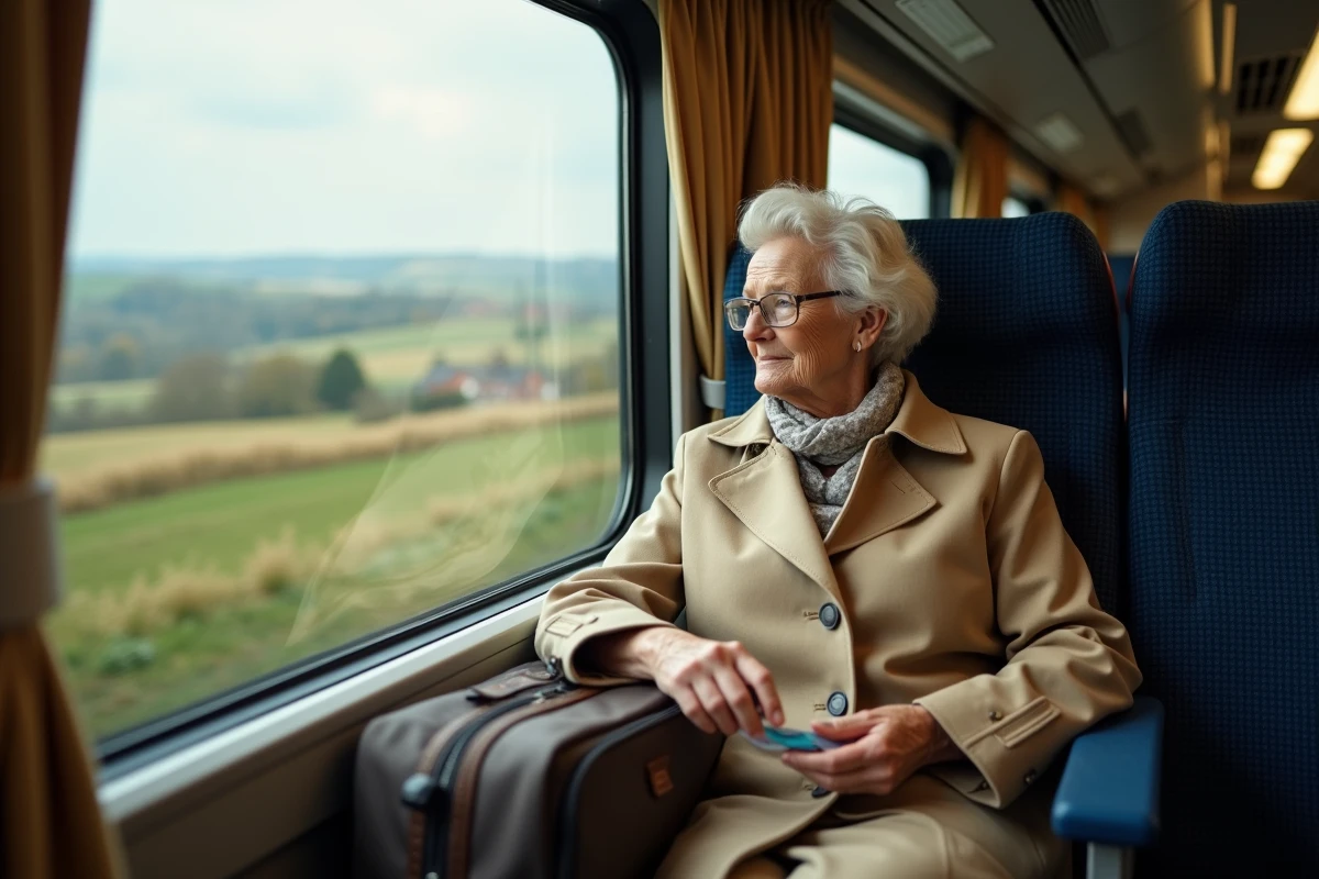 Ayant droit retraitée SNCF utilisant son pass Carmillon dans un train intercités