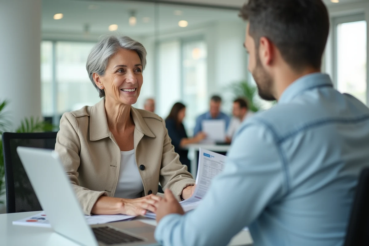 Femme senior en entretien avec un conseiller financier pour préparer sa retraite