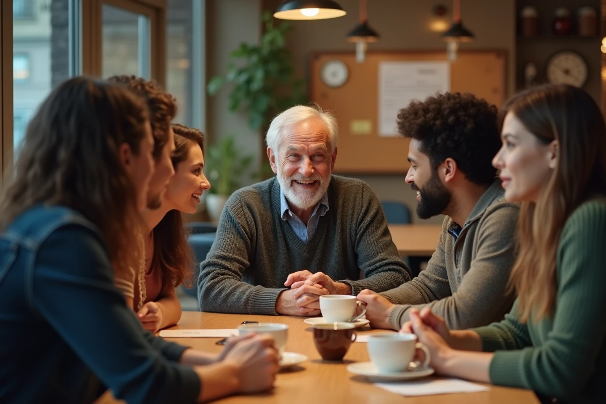 Groupe divers de collègues partageant un moment d