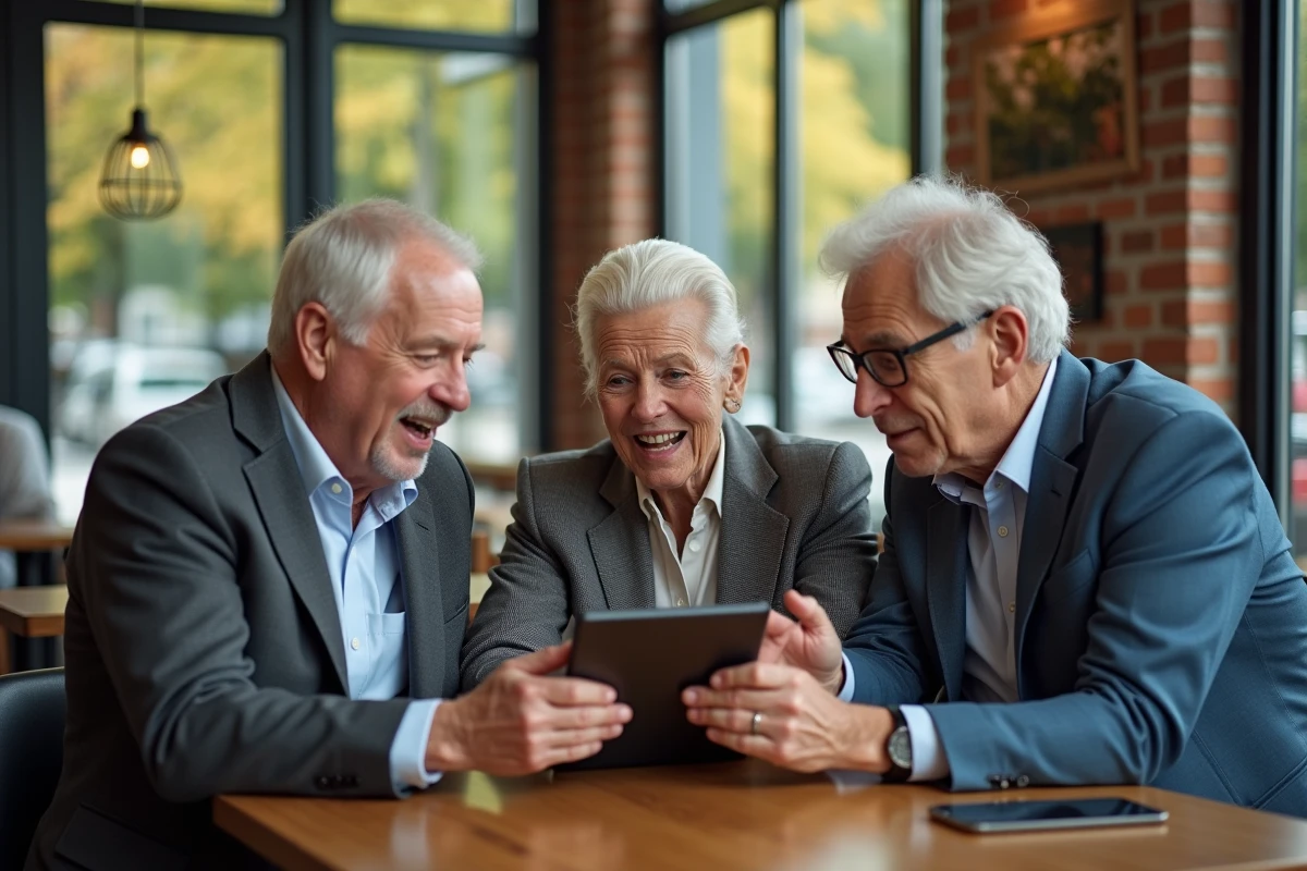 Groupe de seniors discutant autour d