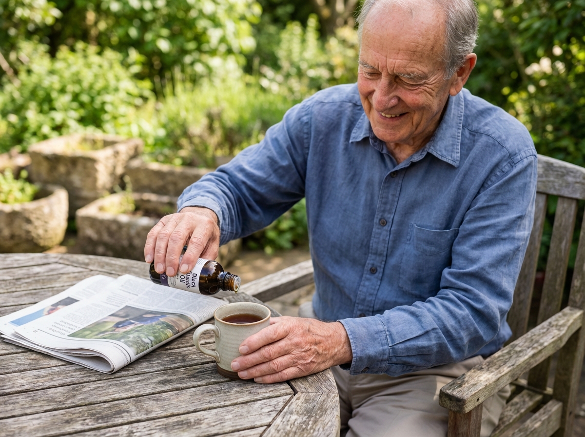 Homme âgé versant de l