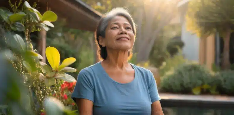 senior en posture de méditation