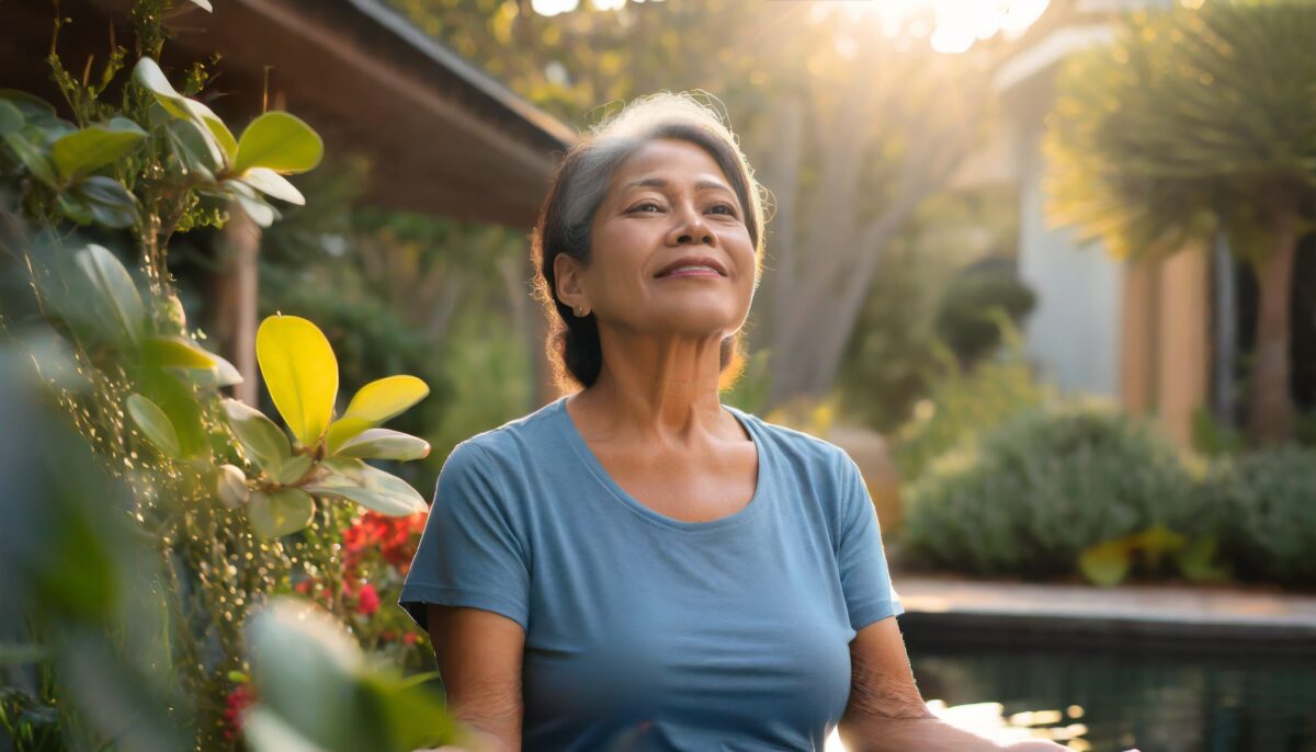senior en posture de méditation